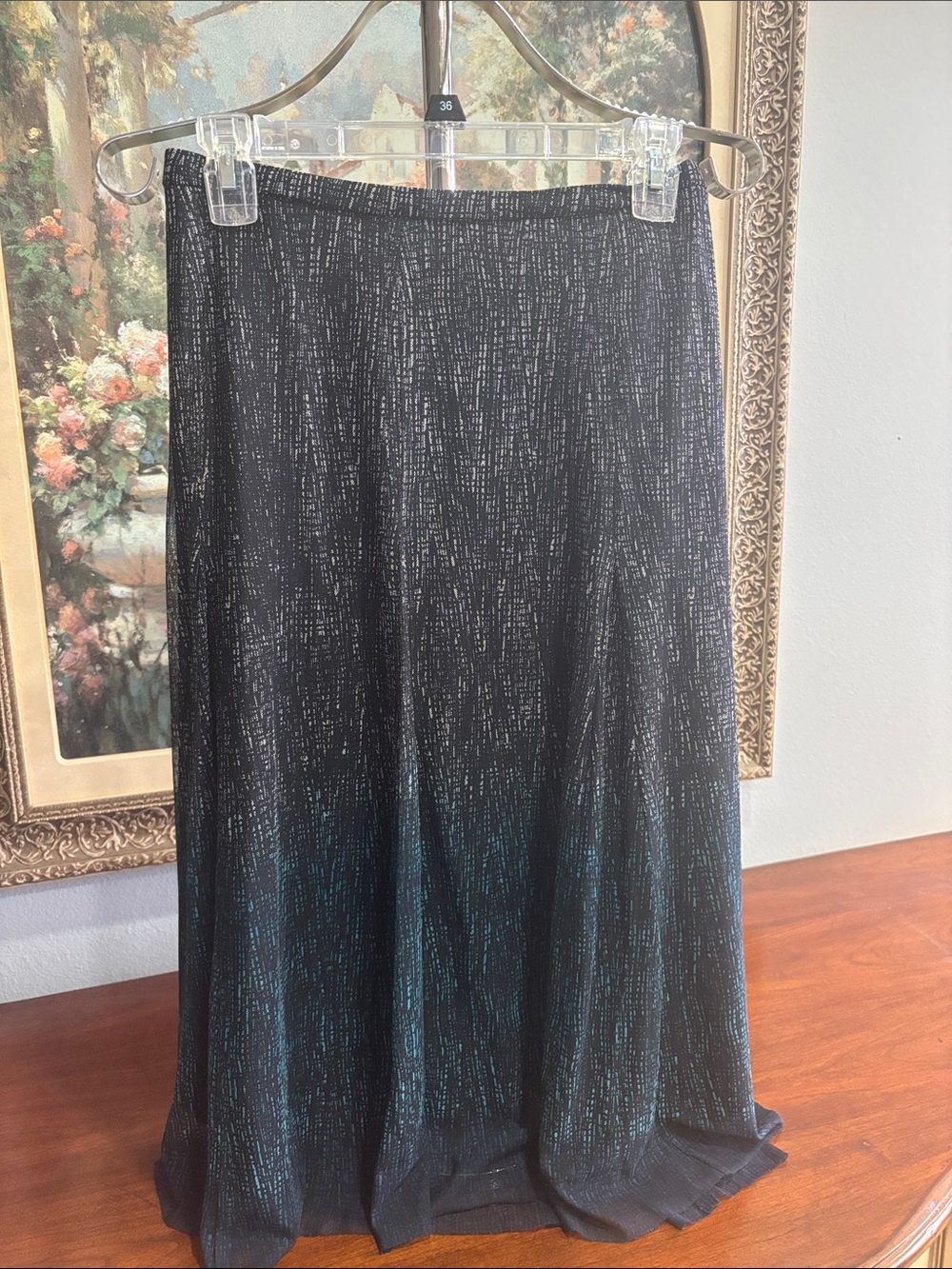 Coldwater Creek Black Skirt with Teal Shimmer A-Line